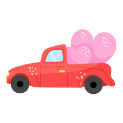 A handy flat sticker icon of wedding car 