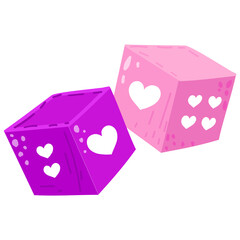 Trendy hand drawn sticker of love dice