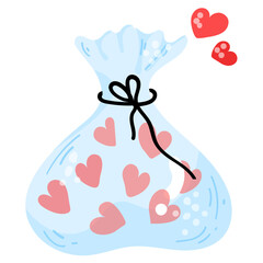 Flat sticker icon of gift sack 