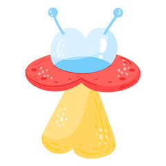 An editable flat sticker of UFO 