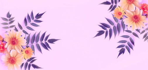 Yellow dahlias on a white background. Festive flower arrangement. View from above. Background for a greeting card.