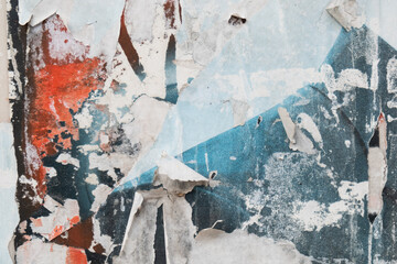 Torn grungy poster background. Abstract and ripped paper collage