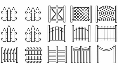 fence icon set isolated on white background