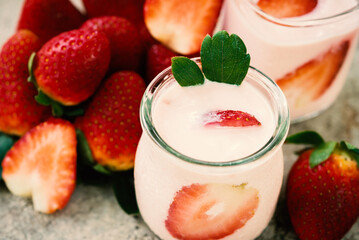 Healthy food of yogurt, Strawberry Yogurt