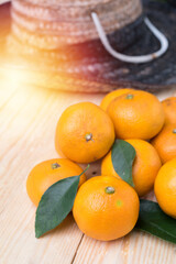 orange fruit, fresh Orange, Orange, high Vitamin C on wood background
