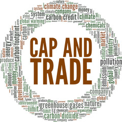 Cap and Trade word cloud conceptual design isolated on white background.