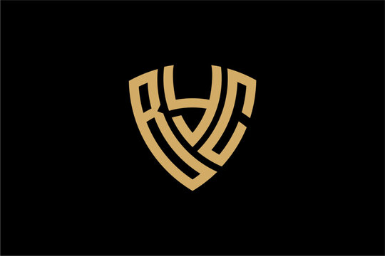 BYC creative letter shield logo design vector icon illustration