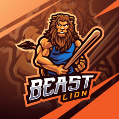 Beast lion esport mascot logo design © Visink.art