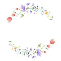 Obraz na płótnie Canvas Colorful flower watercolor floral bouquet Png, Wildflowers Spring with Wreaths on Transparent background Png