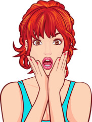 shocked and surprised face character pop art comics