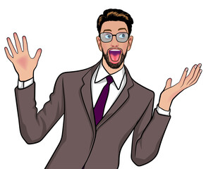 shocked and surprised face character pop art comics