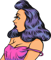 shocked and surprised face character pop art comics