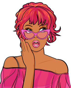 shocked and surprised face character pop art comics