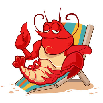 lobster mascot cartoon in vector