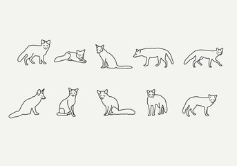 fox outline icon clipart doodle vector 