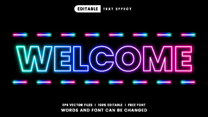 Editable text effect - welcome neon light style