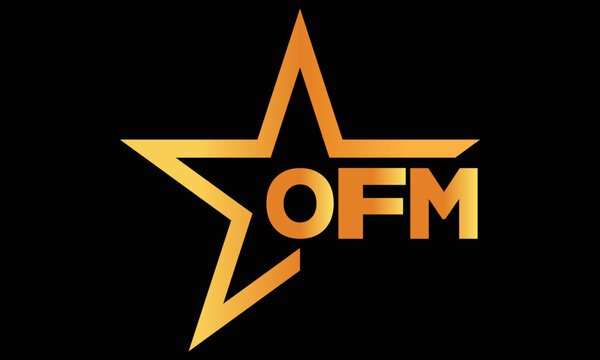 OFM golden luxury star icon three letter logo design vector template. royal logo | luxury logo | jewelry logo | premium logo | iconic logo | Victoria logo |	