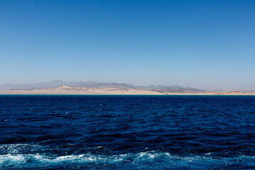View to the shore near Sharm el Sheikh from the Red sea