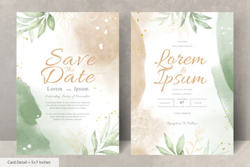 Hand Painted Watercolor Floral Wedding Invitation Set Template