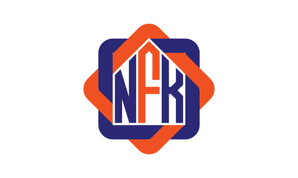 NFK three letter real estate logo with home icon logo design vector template | construction logo | housing logo | engineering logo | initial letter logo | minimalist logo | property logo |
