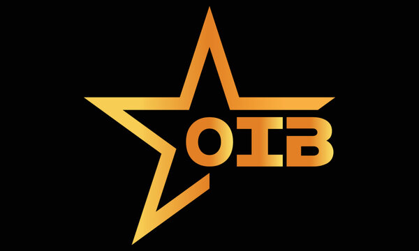 OIB golden luxury star icon three letter logo design vector template. royal logo | luxury logo | jewelry logo | premium logo | iconic logo | Victoria logo |	