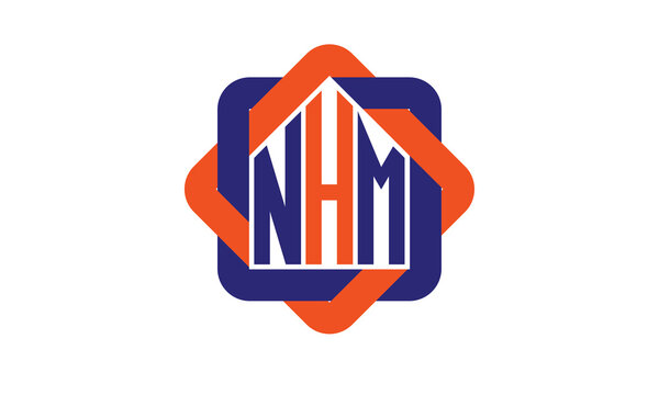 NHM three letter real estate logo with home icon logo design vector template | construction logo | housing logo | engineering logo | initial letter logo | minimalist logo | property logo |