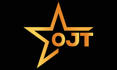 OJT golden luxury star icon three letter logo design vector template. royal logo | luxury logo | jewelry logo | premium logo | iconic logo | Victoria logo |	