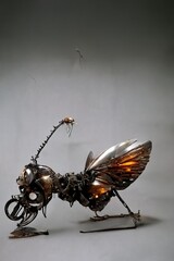 Metal figurine made of scrap, 3d illustration