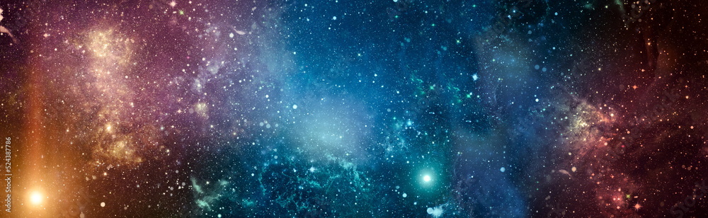 Wall mural space background with red nebula and stars. elements of this image furnished by nasa.