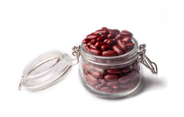 Dried red bean, kidney bean on the white background