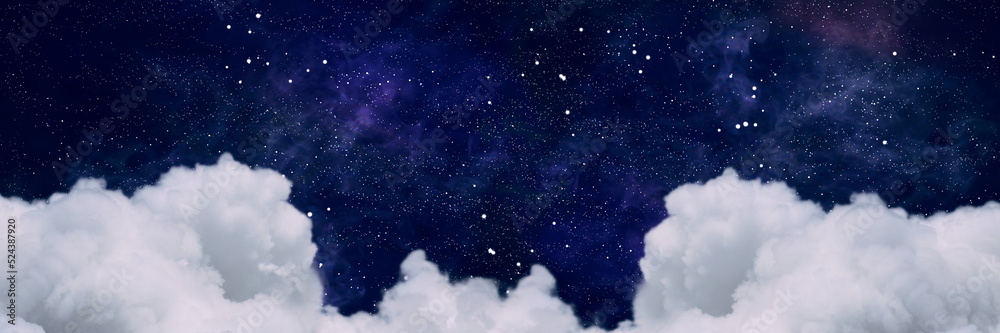 Wall mural night sky with clouds and stars.abstract astronomical galaxy. elements of this image furnished by na