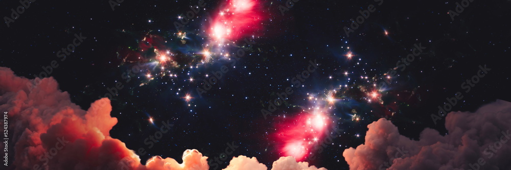 Wall mural night sky with clouds and stars.fantasy in high resolution ideal for wallpaper. elements of this ima