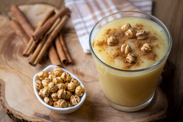 Traditional Turkish drink with roasted chickpea Boza or Bosa