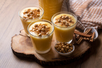 Traditional Turkish drink with roasted chickpea Boza or Bosa