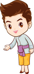 man cartoon thai traditional Outfit character