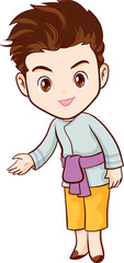 man cartoon thai traditional Outfit character