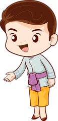 man cartoon thai traditional Outfit character