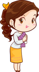 woman cartoon thai traditional Outfit character