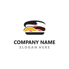 Burger beef logo design restaurant template vector image