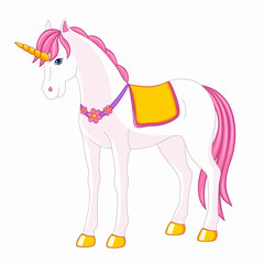 Obraz premium Fairy beautiful unicorn with a pink mane and tail
