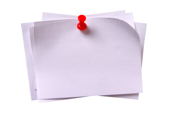 Several plain white sticky post it note with red pushpin isolated transparent background photo PNG...
