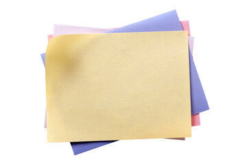 Several sticky post it note different colors yellow on top isolated transparent background photo...