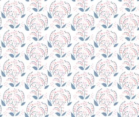 Poster 手描きのスズラン柄　シームレスパターン／背景（白背景） © Katie（カチエ）