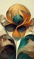 Elegant floral background in Art Nouveau style. Retro decorative flower design. 3D illustration