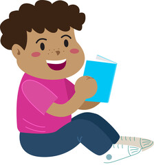 Kids cartoon character , Reading and drawing, back to school