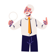 senior man with magnifier