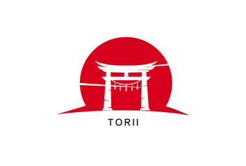Illustration Vector graphic of Torii gate logo illustration  fit for japanese religion symbol etc.