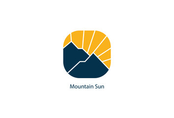 Mountain sun logo icon design template vector illustration