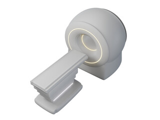 MRI SCANNER - Magnetic resonance imaging scan device in Hospital 3D rendering . Medical Equipment and Health Care.
