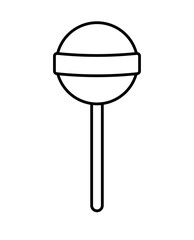 Black and White Lollipop Candy Icon Clipart in Stroke Outline on White Background